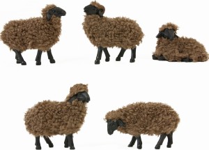 (T096-9) Puchate, czarne owce- do 5,5cm wysokie/ do figur o wys. 9-10cm