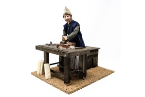 (ARM6) RUCHOMA FIGURA DO SZOPKI - Stolarz przy heblarce, do figur o wysokości 30cm
