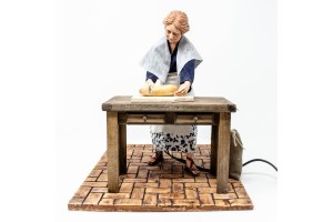 (ARM13) RUCHOMA FIGURA DO SZOPKI - Kobieta kroi chleb, do figur o wysokości 30cm