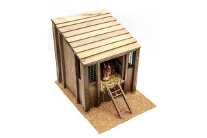 (ARM16) RUCHOMA FIGURA DO SZOPKI - Kura w dużym kurniku, do figur o wysokości 30cm