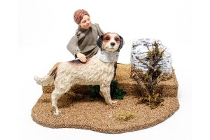 (ARM10) RUCHOMA FIGURA DO SZOPKI - Chłopak z psem, do figur o wysokości 30cm