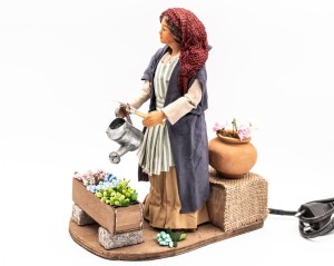 (TMAP) RUCHOMA FIGURA DO SZOPKI - Kobieta podleje kwiaty, do figur o wysokości 12cm