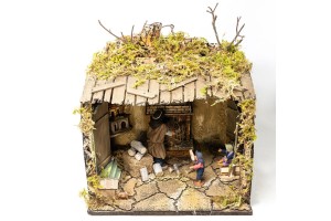 (RMSFOC) RUCHOMA SCENA DO SZOPKI- Dokładanie drewna do kominka, do figur o wysokości 15cm