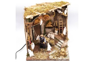 (TMSFIE) RUCHOMA SCENA DO SZOPKI- Młynarz przy pracy, do figur o wysokości 12cm