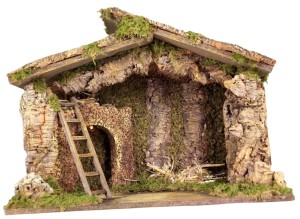 (80096) Szopka/ Stajenka z naturalnej kory- 50 x 23 x 36cm- do figur 12-14cm