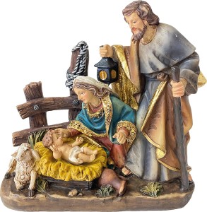 (K446) Św. Rodzina Bożonarodzeniowa z owcą- 19,5cm wysoka