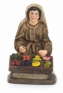 (19529/7) Klęczący sprzedawca warzyw, do figur o wysokości 15cm