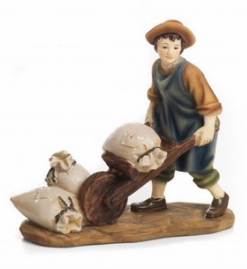 (17075/5) Pracownik z taczką (z podstawą), do figur o wys. 11cm