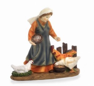 (17073/1) Dziewka z kurami (z podstawą), do figur o wys. 11cm