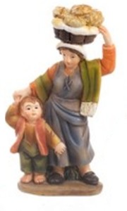 (16835-77) Matka z dzieckiem i koszem chleba (z podstawą), do figur o wys. 7cm