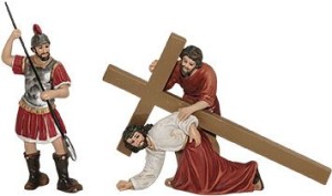 (K2038) Figury z życia Jezusa Chrystusa "Jezus po upadku z żołnierzem", do figur o wysokości 9cm