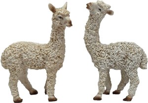 (T141-1) 2 białe alpaki, do figur o wys. 9-12cm- 9,0cm wysokie