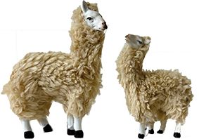 (T142) Alpaka z dzieckiem, puchate, do figur o wys. 9-12cm- do 9,0cm wysokie