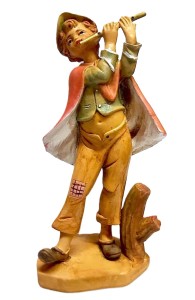 (11156-16) Młody Muzykant z fletnią- kolorystyka drewniana – do figur o wysokości 15-16cm