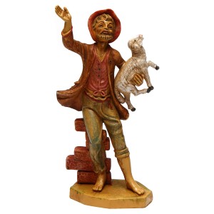 (11156-17) Pasterz z owcą na ramieniu- kolorystyka drewniana – do figur o wysokości 15-16cm