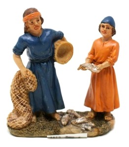 (C3288-3) Rybacy z sieciami i rybami – do figur o wysokości 10cm