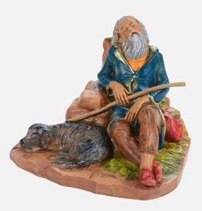 (12/724) Śpiący pasterz z psem – figurka do szopki FONTANINI – do figur o wys. 12cm
