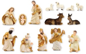 (K505-9) Figury do szopki (biało- złoto), do 9,0cm wysokie