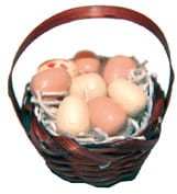 (Z415-K) Mały koszyk wiklinowy z jajkami, średnica 2,5cm