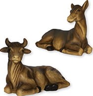 (K134-02) Wół i Osioł, leżące "Szopka Jan", do figur o wys. 10cm